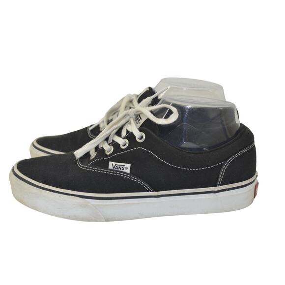 Vans Black Canvas Lace Up Low Top Sneakers Size 7 Classic - Picture 1 of 15